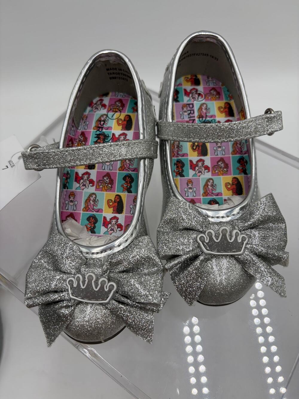 NWT Disney Princess Toddler sz 7 Silver Dress Up Heels Glitter Rhinestones